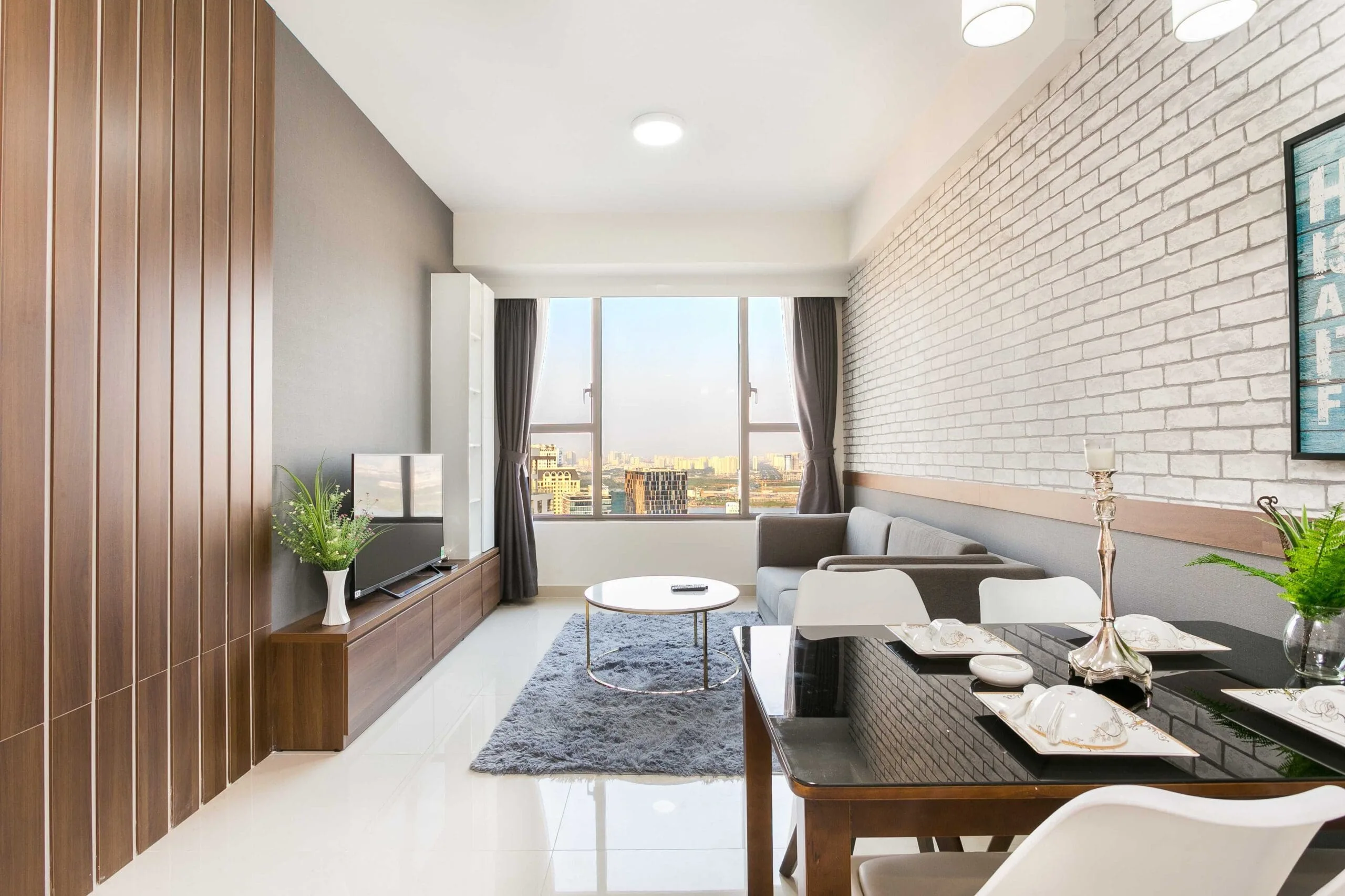 Không gian phòng khách căn hộ 2 phòng ngủ RiverGate Residence