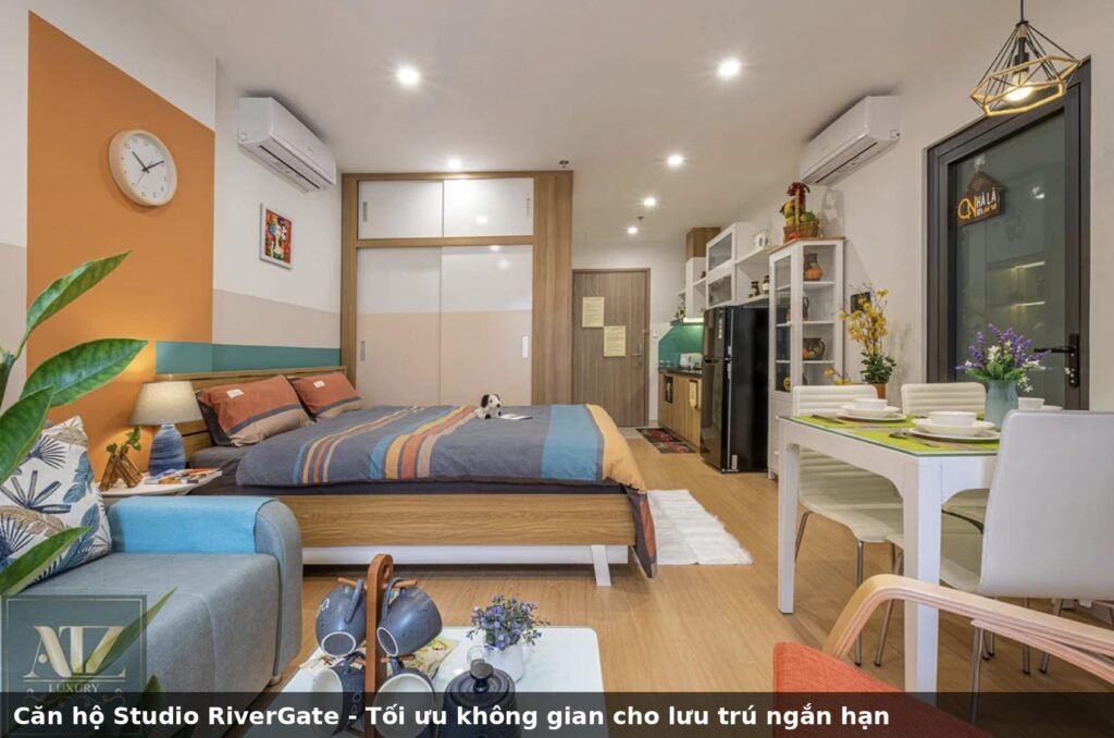 Căn hộ Studio RiverGate Residence bố trí gọn gàng, đầy đủ tiện nghi