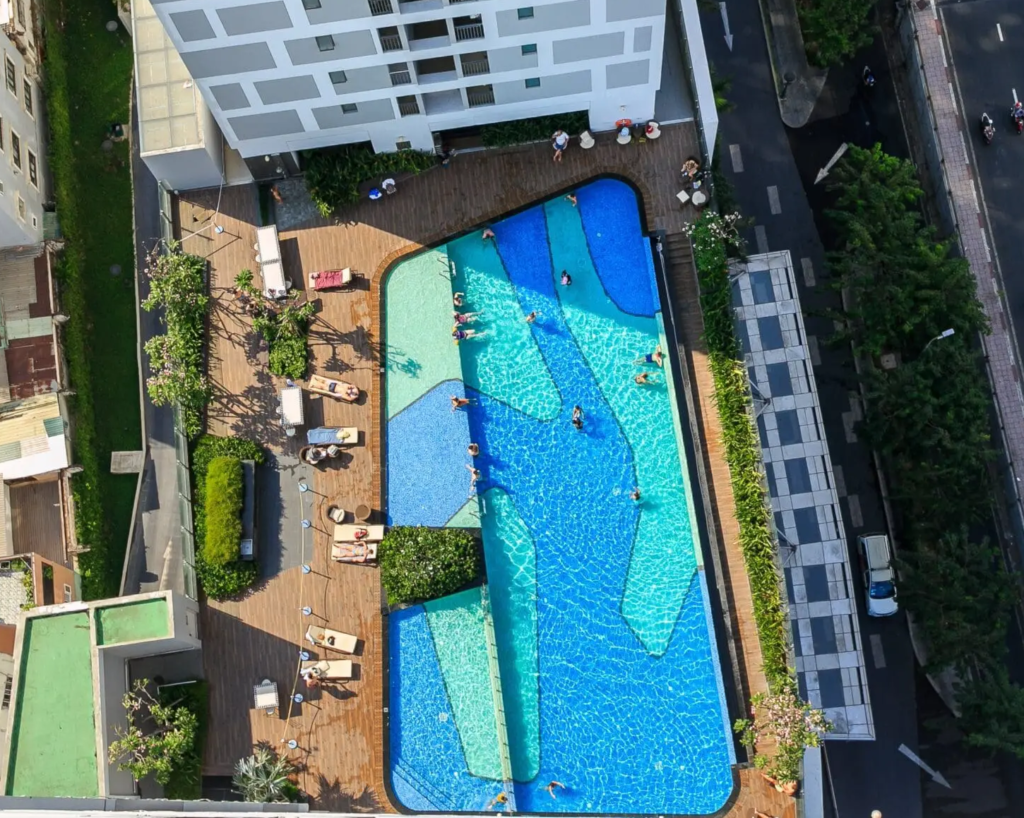 Top View of Outdoor Pool at RiverGate Residence