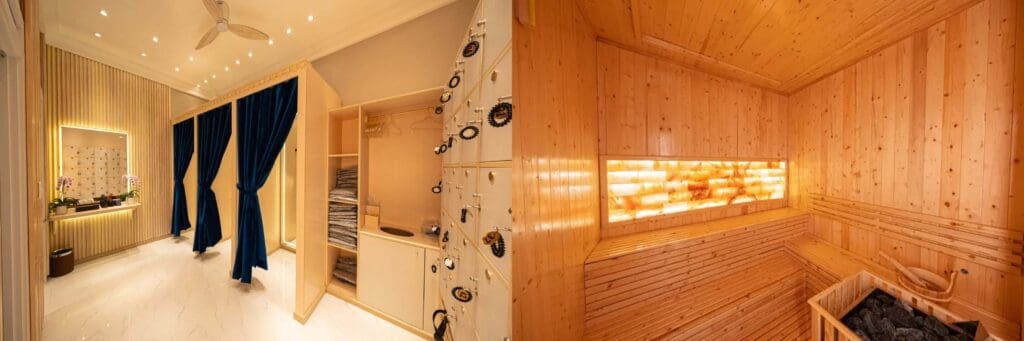 Sauna tại Spa Massage Quỳnh Như 137 Quận 1 – không gian xông hơi gỗ thông hiện đại