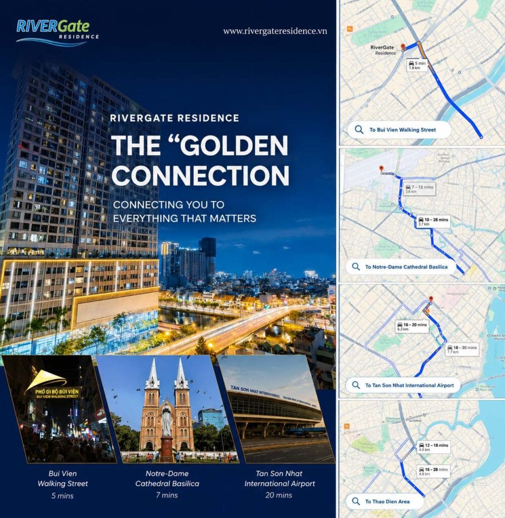 RiverGate Residence location near District 1 and major attractions in Ho Chi Minh City